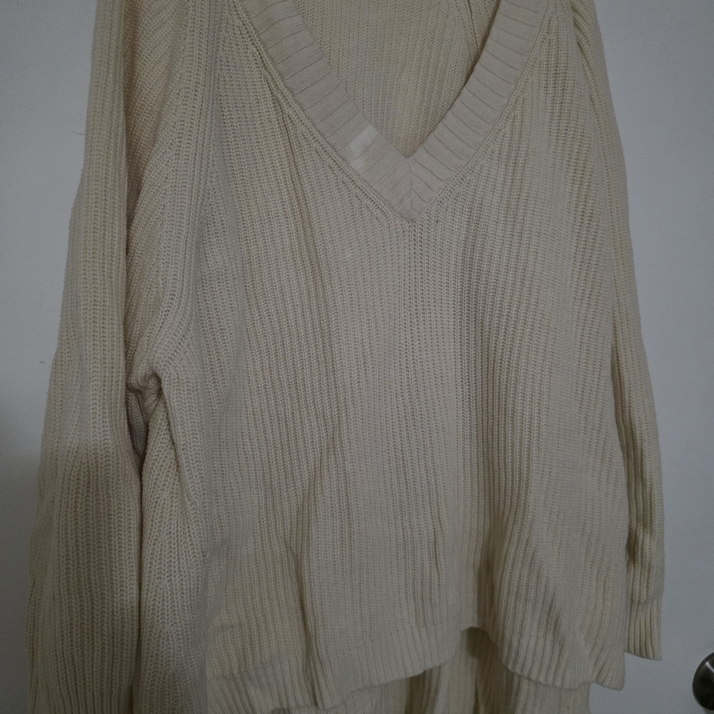 Women's Cream V-Neck Sweater